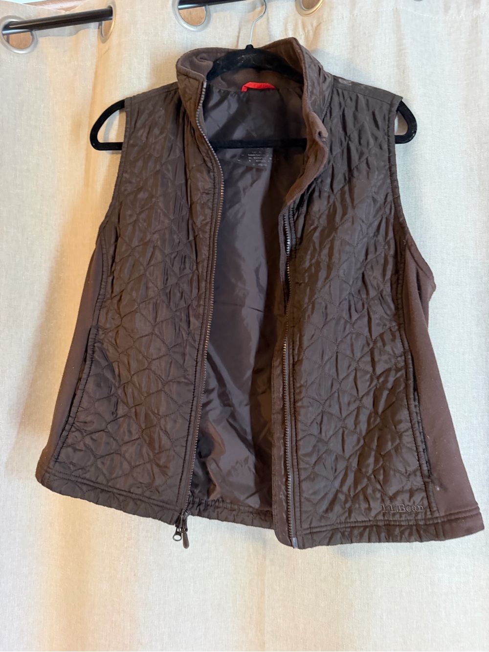 L.L. Bean Quilted Sleeveless Vest in Dark Brown